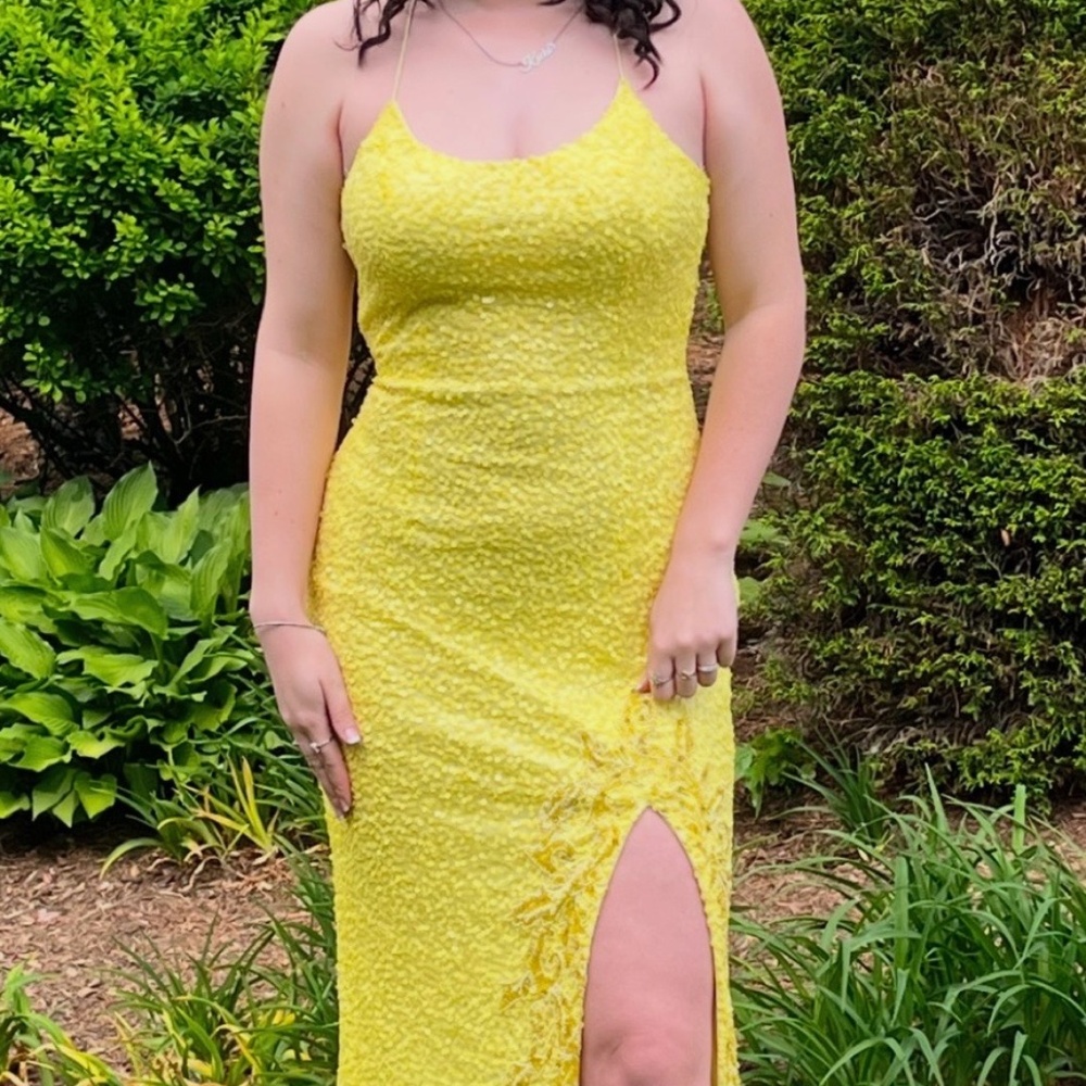 Canary yellow prom dress